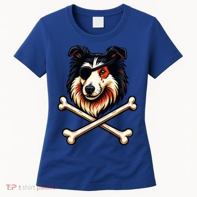 Pirate Collie Crossbones Cute Dog Funny Women's T-Shirt