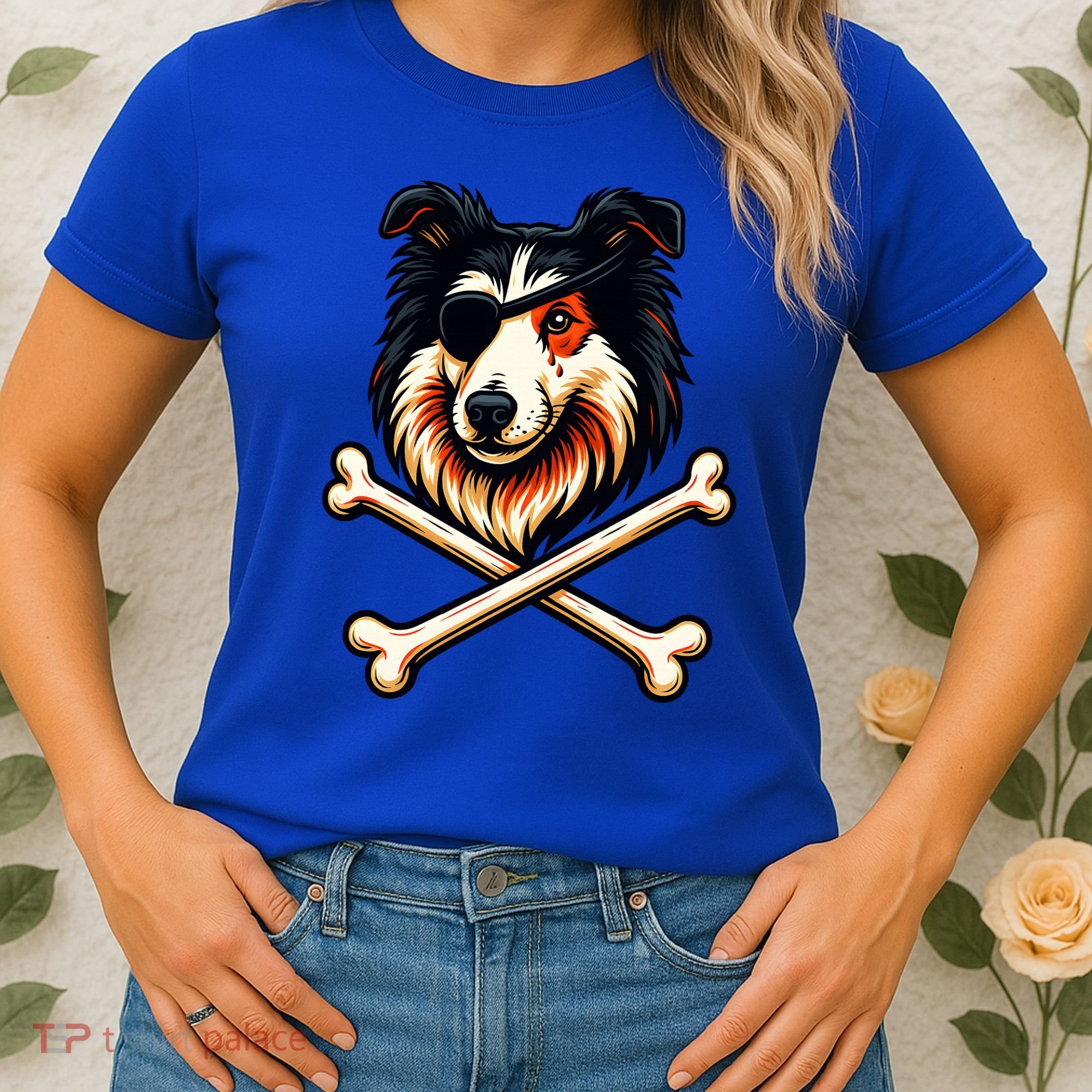 Pirate Collie Crossbones Cute Dog Funny Women's T-Shirt