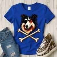 Pirate Collie Crossbones Cute Dog Funny Women's T-Shirt thumb 3