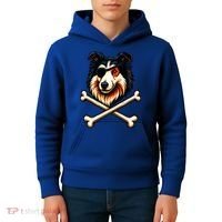 Pirate Collie Crossbones Cute Dog Funny Kids Hoodie thumb 4