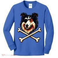 Pirate Collie Crossbones Cute Dog Funny Kids Long Sleeve Shirt thumb 0
