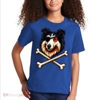 Pirate Collie Crossbones Cute Dog Funny Kids T-Shirt thumb 2