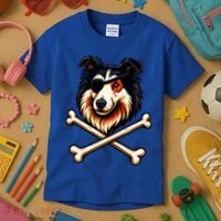 Pirate Collie Crossbones Cute Dog Funny Kids T-Shirt thumb 3