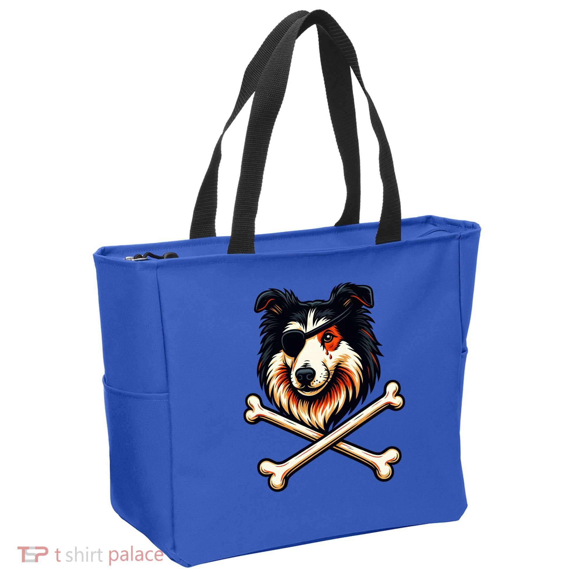 Pirate Collie Crossbones Cute Dog Funny Tote Bag