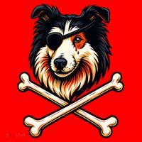 Pirate Collie Crossbones Cute Dog Funny Santa Hat thumb 1