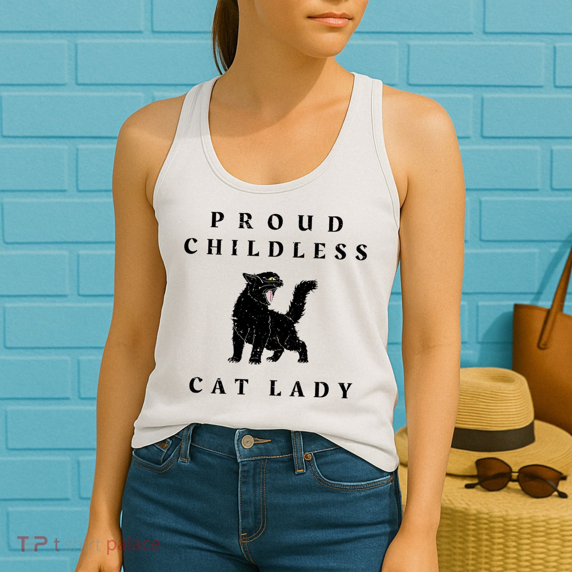Proud Childless Cat Lady Kamala 2024 Election Political Women's Tank Top