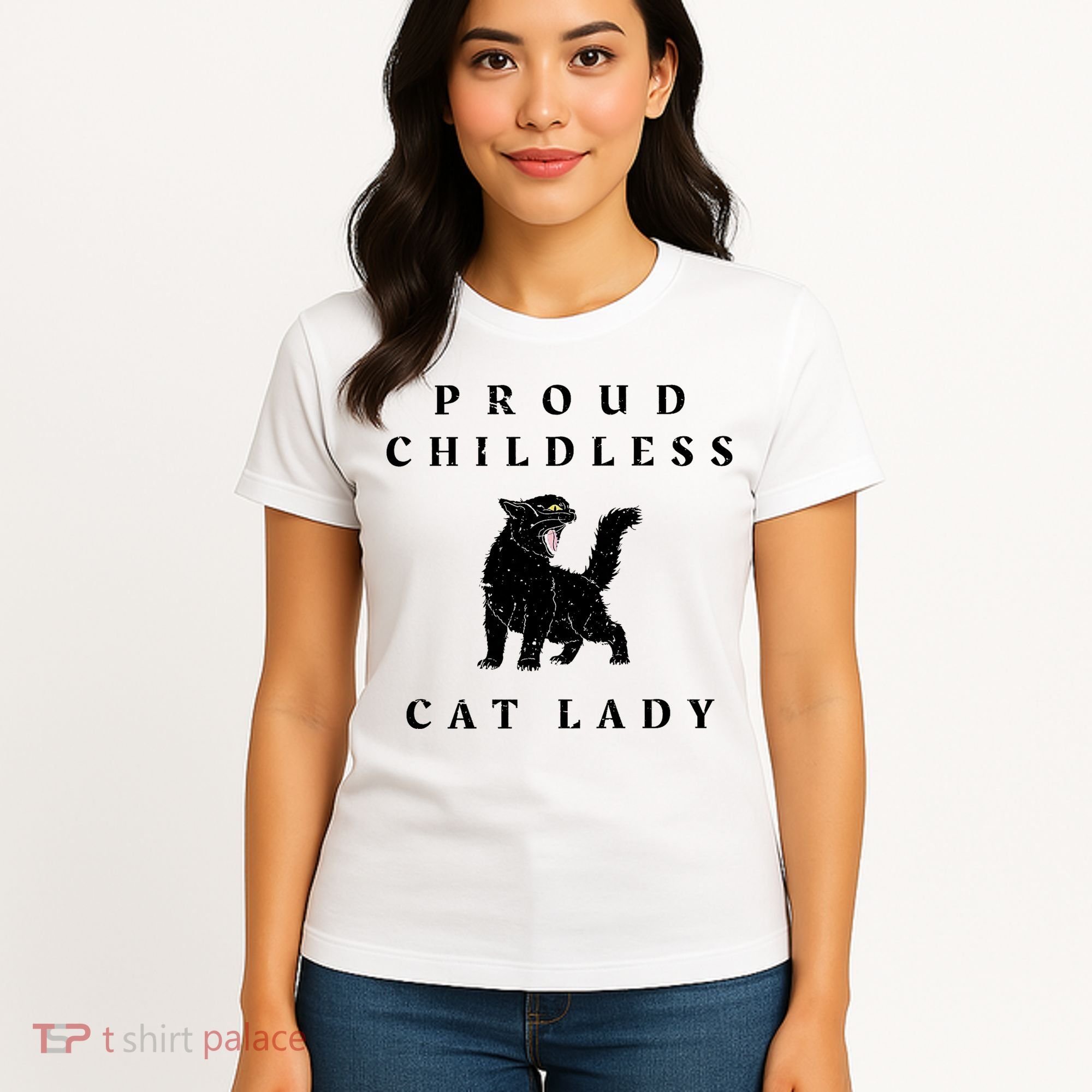 Proud Childless Cat Lady Kamala 2024 Election Political Women's T-Shirt