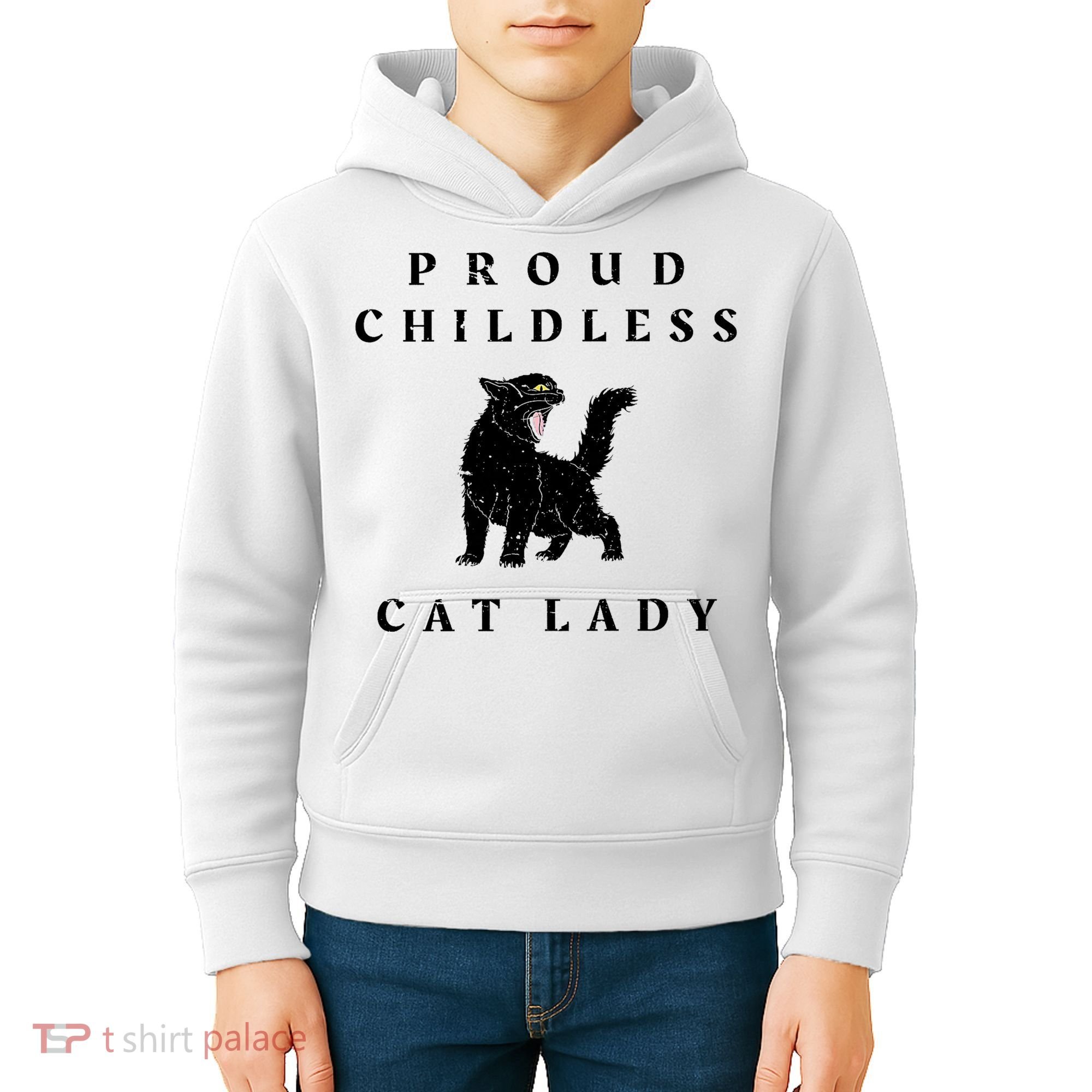 Proud Childless Cat Lady Kamala 2024 Election Political Kids Hoodie