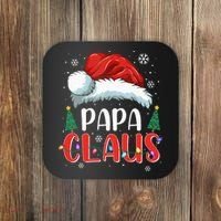 Papa Claus Christmas Lights Pajama Family Matching Coaster thumb 0