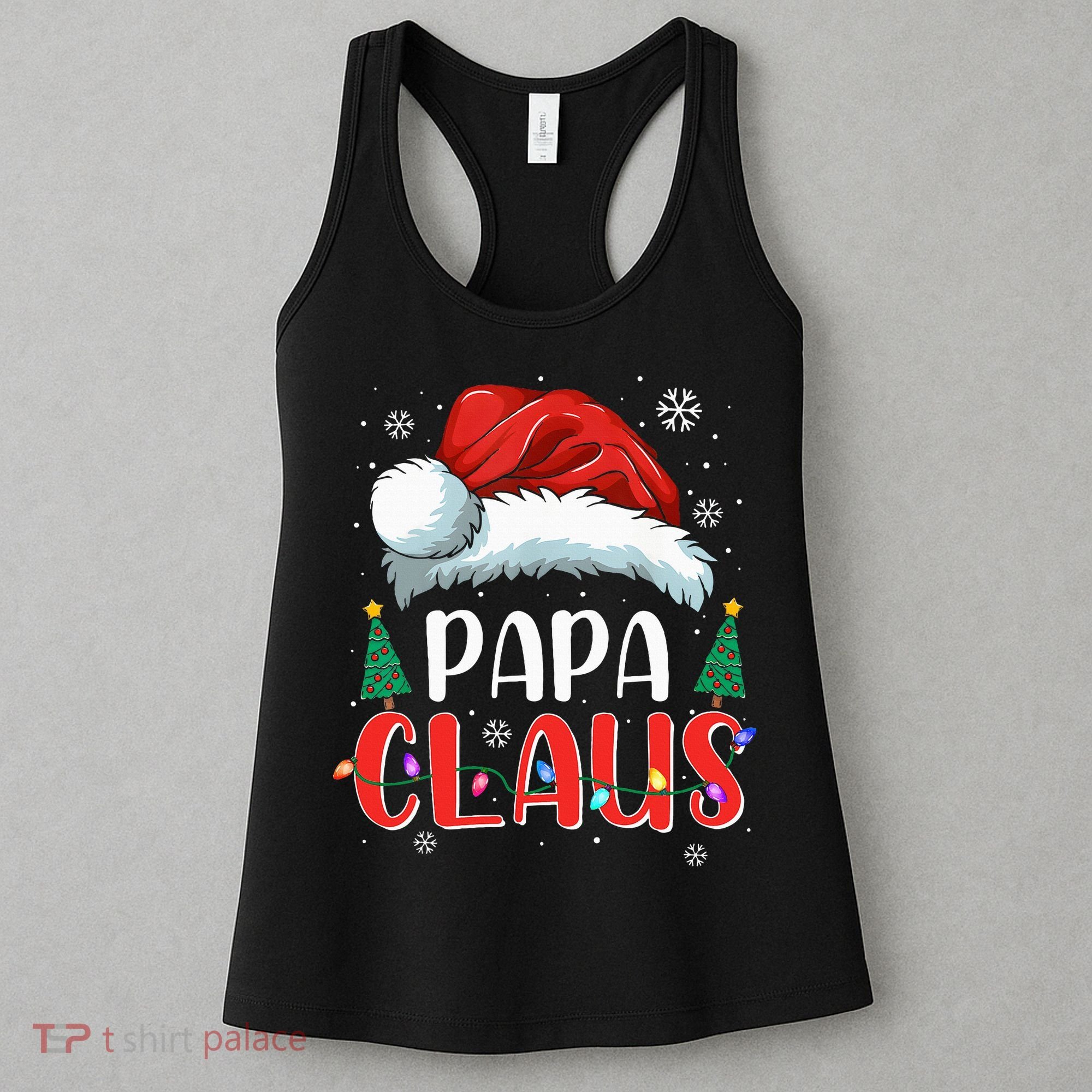 Papa Claus Christmas Lights Pajama Family Matching Women's Tank Top