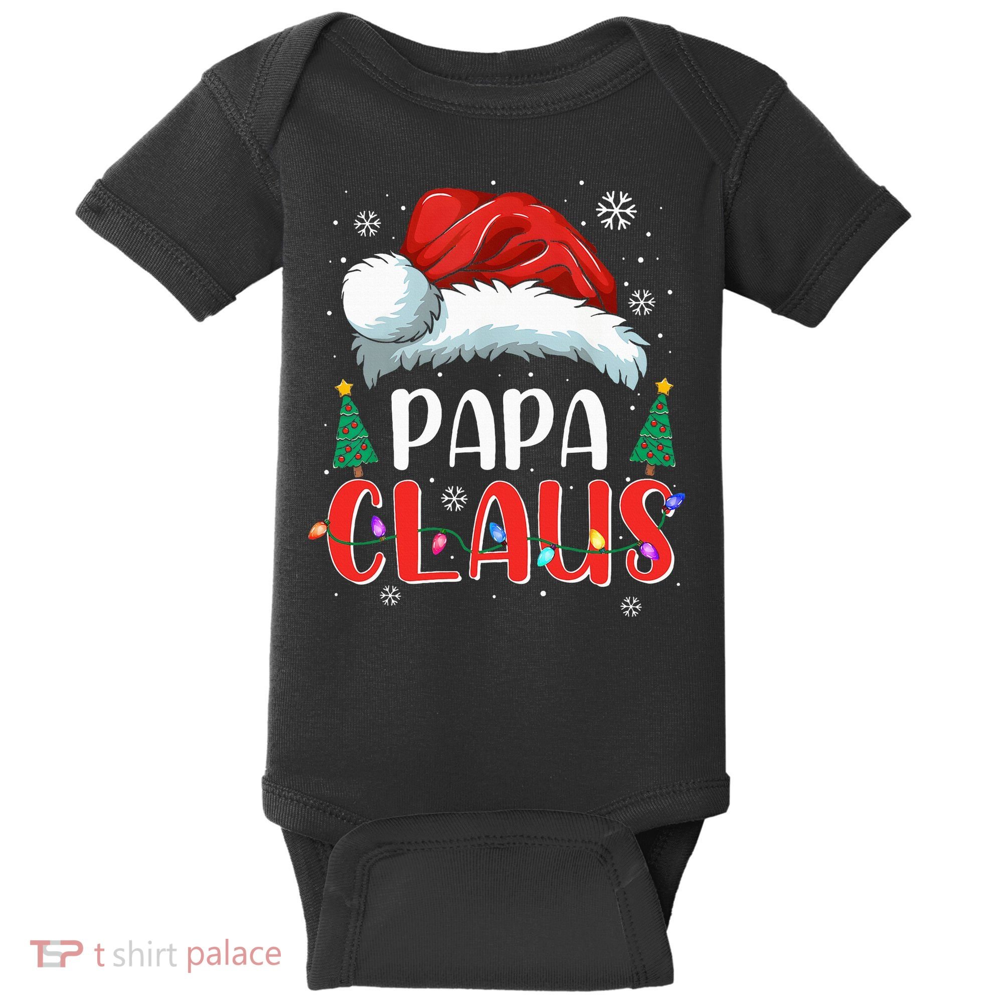 Papa Claus Christmas Lights Pajama Family Matching Baby Bodysuit