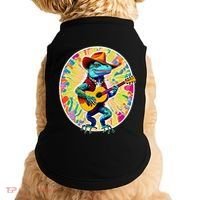 Psychedelic Country Cow Iguana Lizard Playing Guitar Doggie Tank thumb 0