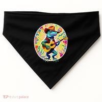 Psychedelic Country Cow Iguana Lizard Playing Guitar USA-Made Doggie Bandana thumb 0