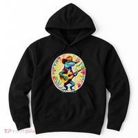 Psychedelic Country Cow Iguana Lizard Playing Guitar Hoodie thumb 0