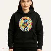 Psychedelic Country Cow Iguana Lizard Playing Guitar Hoodie thumb 5