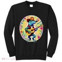 Psychedelic Country Cow Iguana Lizard Playing Guitar Sweatshirt thumb 0