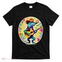 Psychedelic Country Cow Iguana Lizard Playing Guitar T-Shirt thumb 0