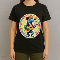 Psychedelic Country Cow Iguana Lizard Playing Guitar T-Shirt thumb 4