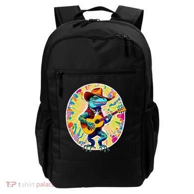 Psychedelic Country Cow Iguana Lizard Playing Guitar Backpack