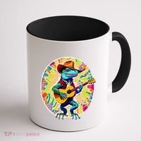 Psychedelic Country Cow Iguana Lizard Playing Guitar Coffee Mug thumb 1