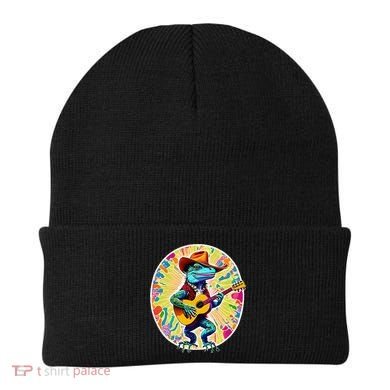 Psychedelic Country Cow Iguana Lizard Playing Guitar Beanie