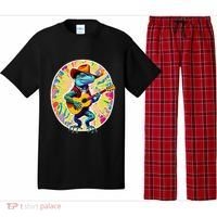 Psychedelic Country Cow Iguana Lizard Playing Guitar Pajama Set thumb 0