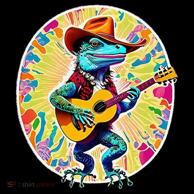 Psychedelic Country Cow Iguana Lizard Playing Guitar 16oz Travel Tumbler