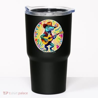 Psychedelic Country Cow Iguana Lizard Playing Guitar Tumbler