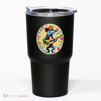 Psychedelic Country Cow Iguana Lizard Playing Guitar Tumbler thumb 0
