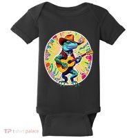 Psychedelic Country Cow Iguana Lizard Playing Guitar Baby Bodysuit thumb 0