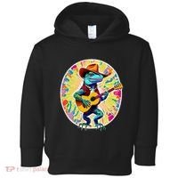 Psychedelic Country Cow Iguana Lizard Playing Guitar Toddler Hoodie thumb 0
