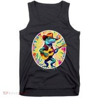 Psychedelic Country Cow Iguana Lizard Playing Guitar Tank Top thumb 0