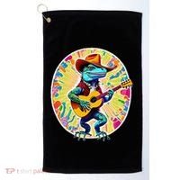 Psychedelic Country Cow Iguana Lizard Playing Guitar Golf Towel thumb 0