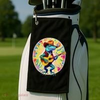 Psychedelic Country Cow Iguana Lizard Playing Guitar Golf Towel thumb 2