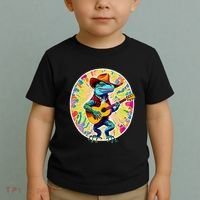 Psychedelic Country Cow Iguana Lizard Playing Guitar Toddler T-Shirt thumb 2