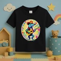 Psychedelic Country Cow Iguana Lizard Playing Guitar Toddler T-Shirt thumb 3