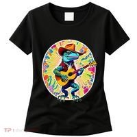 Psychedelic Country Cow Iguana Lizard Playing Guitar Women's T-Shirt thumb 0