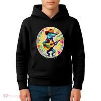 Psychedelic Country Cow Iguana Lizard Playing Guitar Kids Hoodie thumb 4