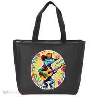 Psychedelic Country Cow Iguana Lizard Playing Guitar Tote Bag thumb 0