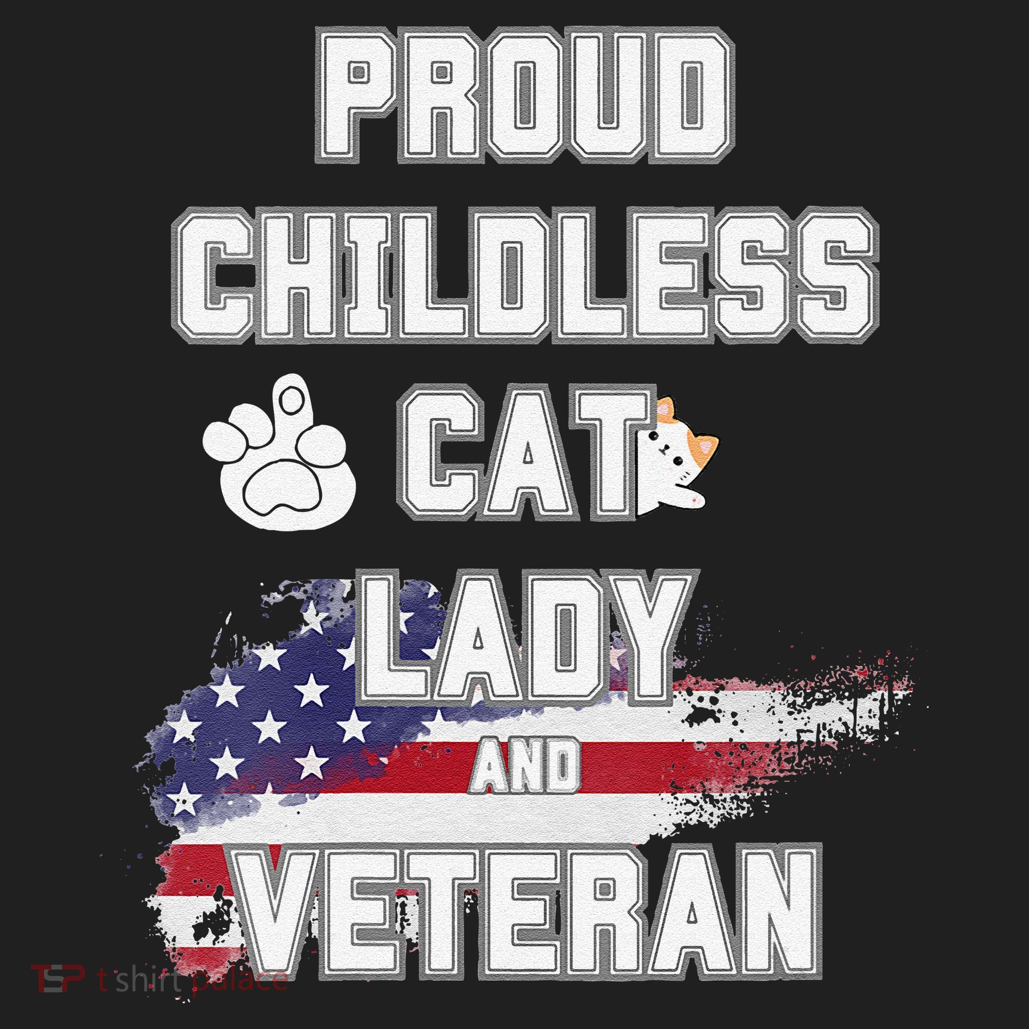 Proud Childless Cat Lady And Veteran Women's Sweatshirt