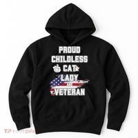 Proud Childless Cat Lady And Veteran Hoodie thumb 0
