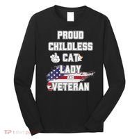 Proud Childless Cat Lady And Veteran Long Sleeve Shirt thumb 0