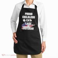 Proud Childless Cat Lady And Veteran Apron thumb 2