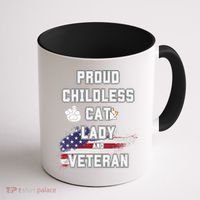 Proud Childless Cat Lady And Veteran Coffee Mug thumb 1