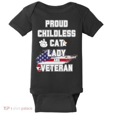 Proud Childless Cat Lady And Veteran Baby Bodysuit