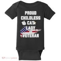 Proud Childless Cat Lady And Veteran Baby Bodysuit thumb 0