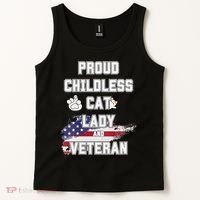 Proud Childless Cat Lady And Veteran Tank Top thumb 2