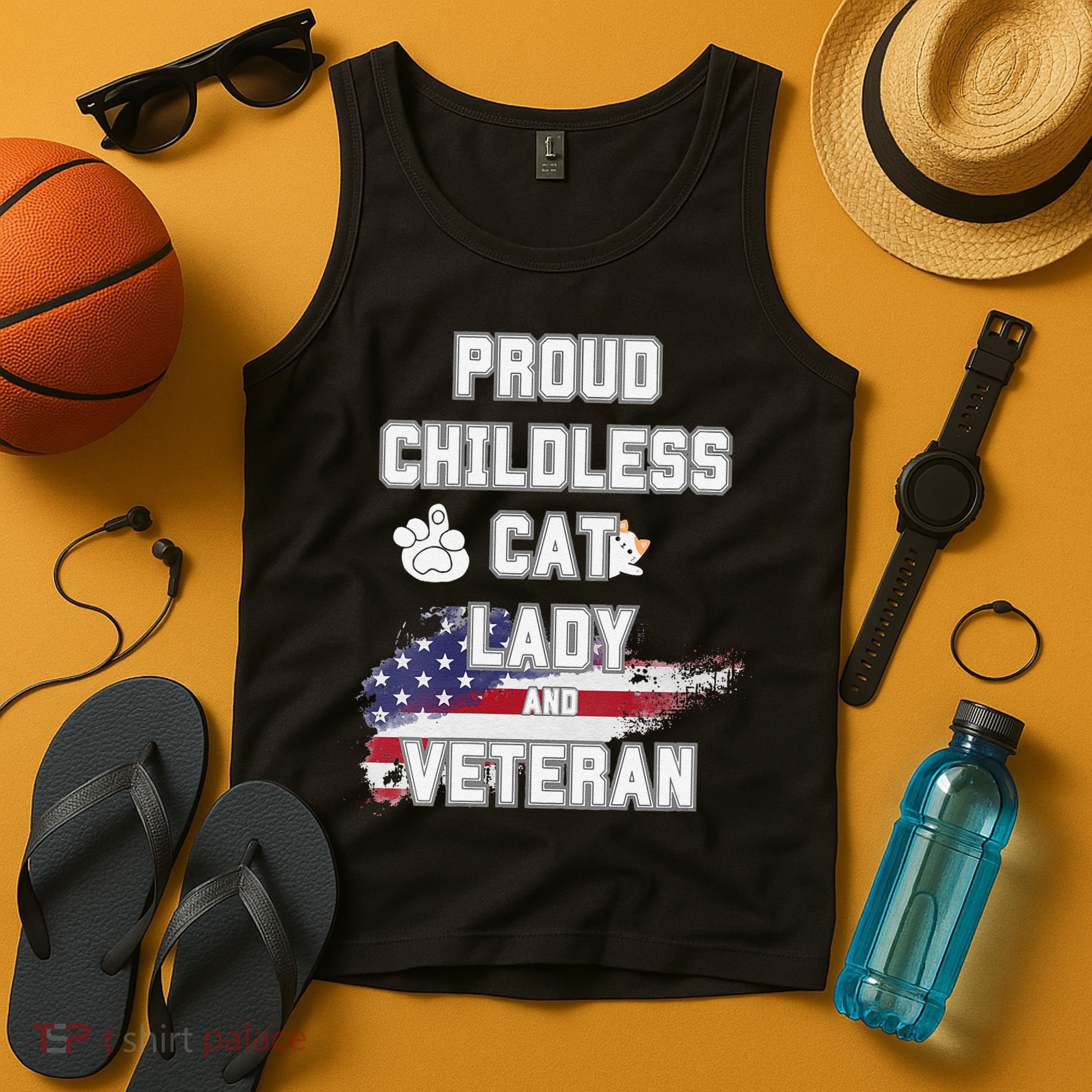 Proud Childless Cat Lady And Veteran Tank Top