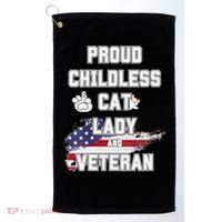 Proud Childless Cat Lady And Veteran Golf Towel thumb 0