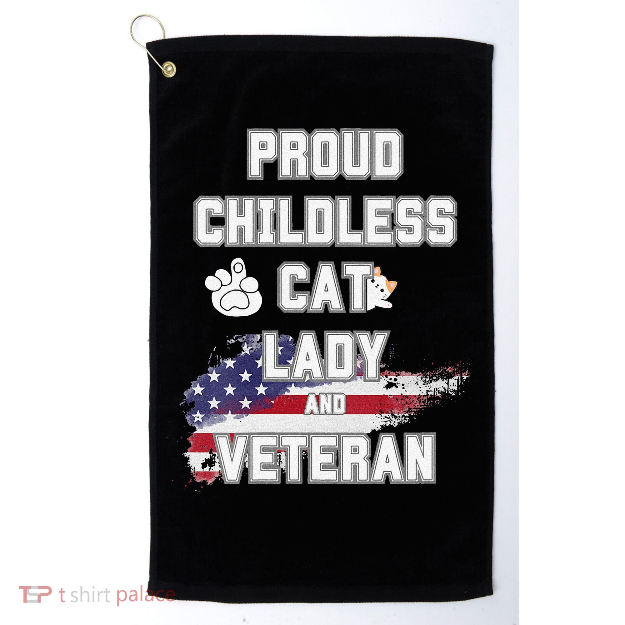 Proud Childless Cat Lady And Veteran Golf Towel